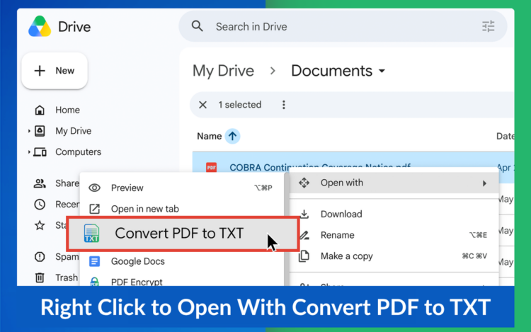 convert pdf to text in google drive