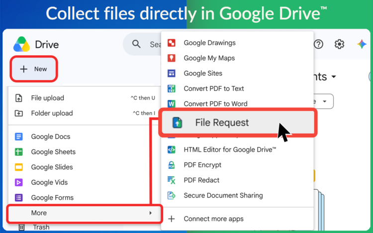 create a file collection link inside a google drive folder