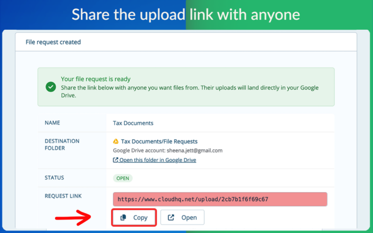copy and share the file collection link