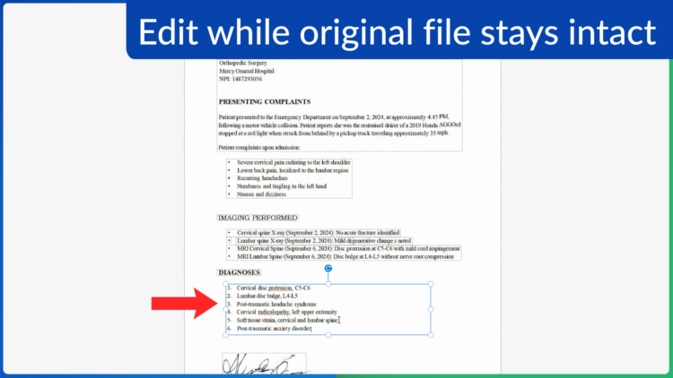 Editing the redacted PDF while the original file stays unchanged